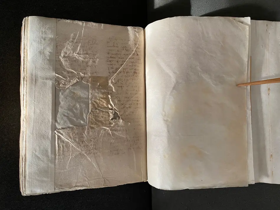 beschädigte Handschrift aus der Sammlung Bibliotheca Amploniana 