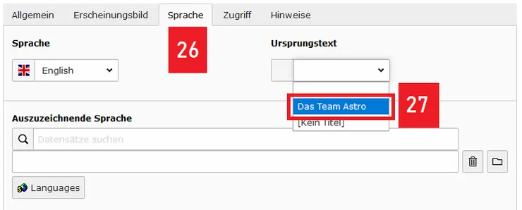 Nachträgliches Verknüpfen von Original und fremdsprachigem Element