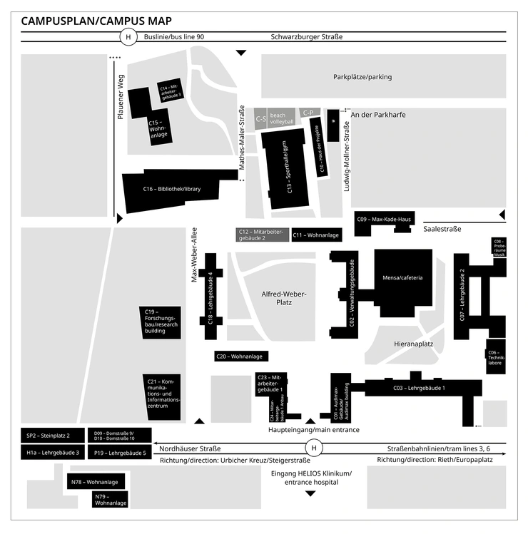 Campusplan Uni Erfurt