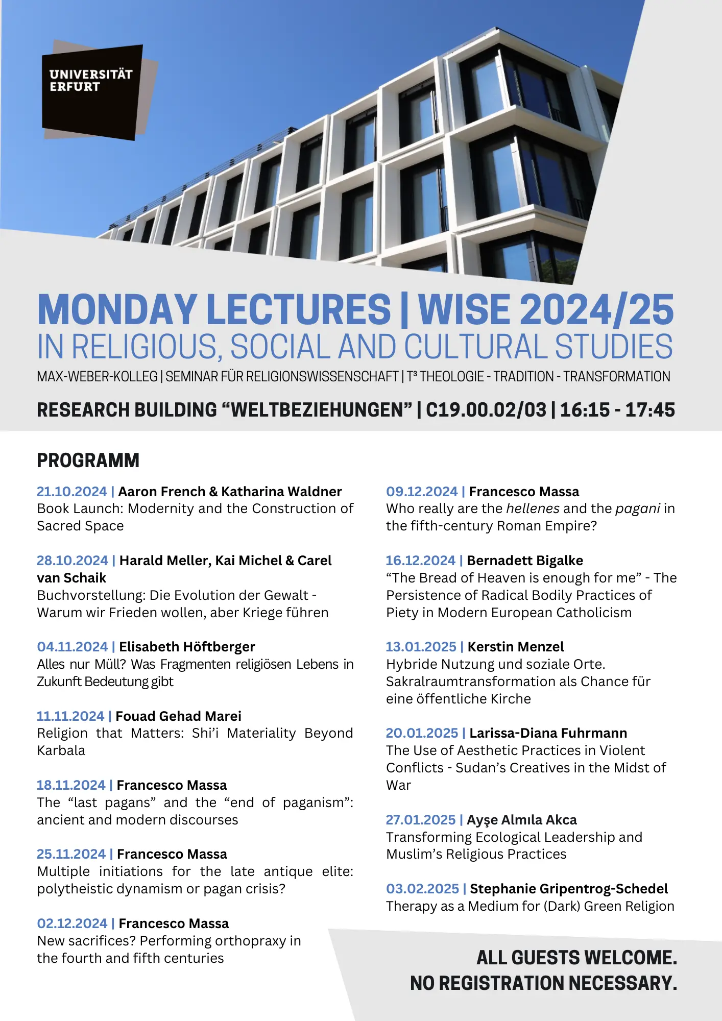 Übersicht Monday Lectures im WiSe2024/25