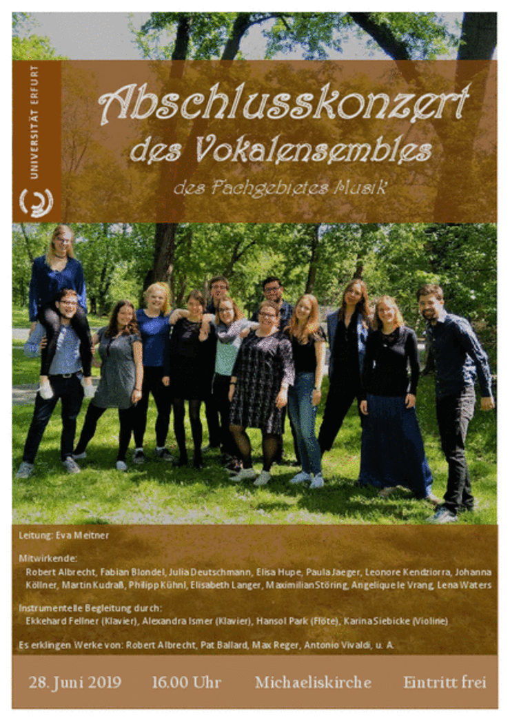 Plakat Konzert des Vokalensembles