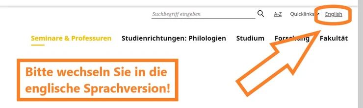 Bild, dass darauf hindeutet, dass auf die englischsprachige Seite gewechselt werden soll