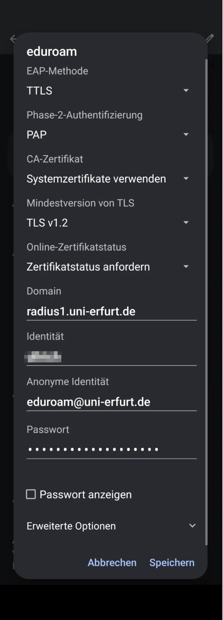 wifi setup eduroam android