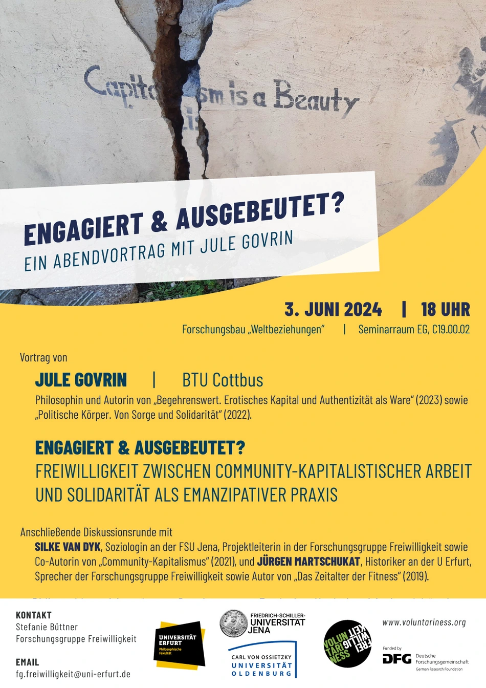 Poster zum Abendvortrag mit Jule Govrin