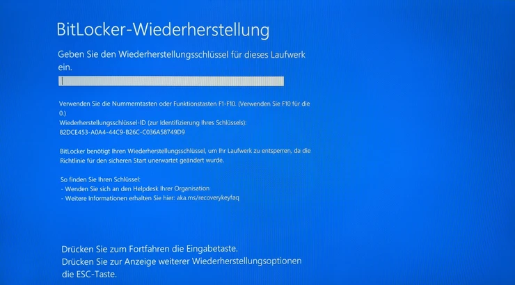 BitLocker-Wiederherstellungs-Bildschirm