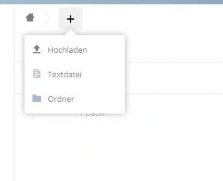 Webcloud neue Datei/Ordner