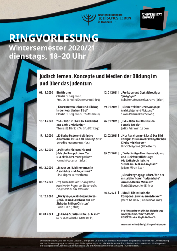 Plakat, Ringvorlesung, Jüdisch lernen