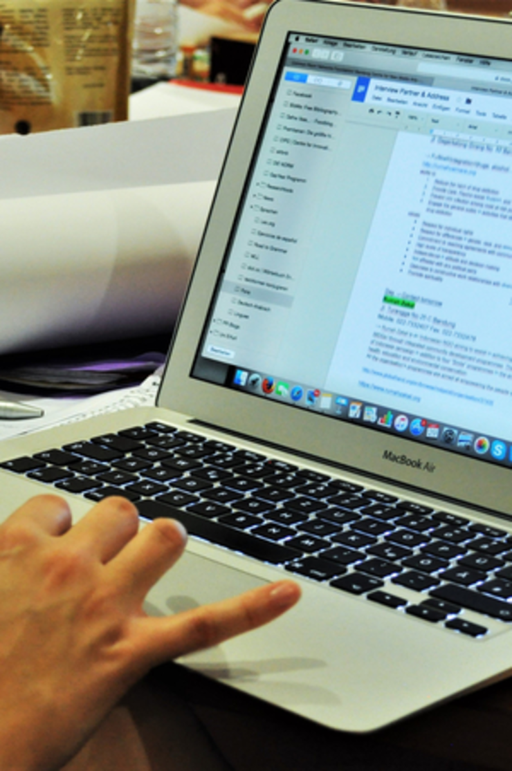 Student working on computer