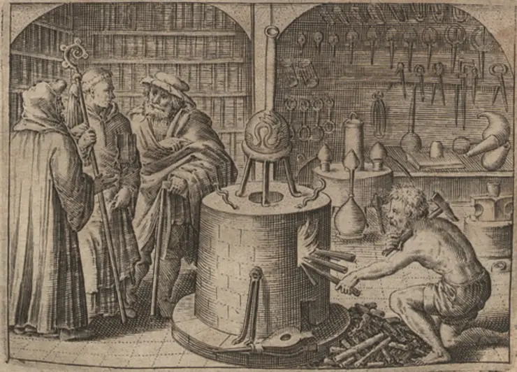 Alchemiker im Labor, Kuperstich.