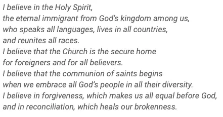 Ausschnitt aus "The Immigrant Apostles’ Creed"