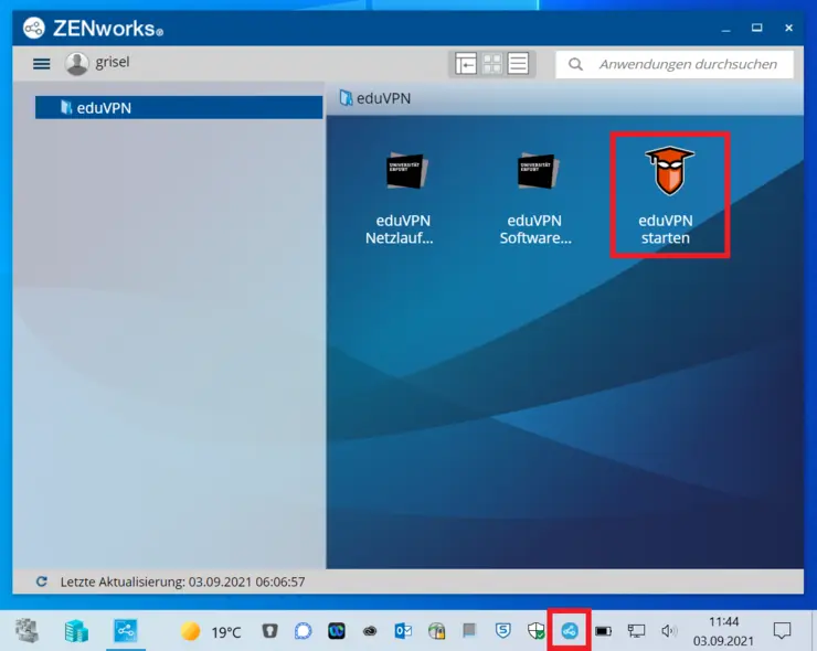 Zugriff auf eduVPN über ZENworks