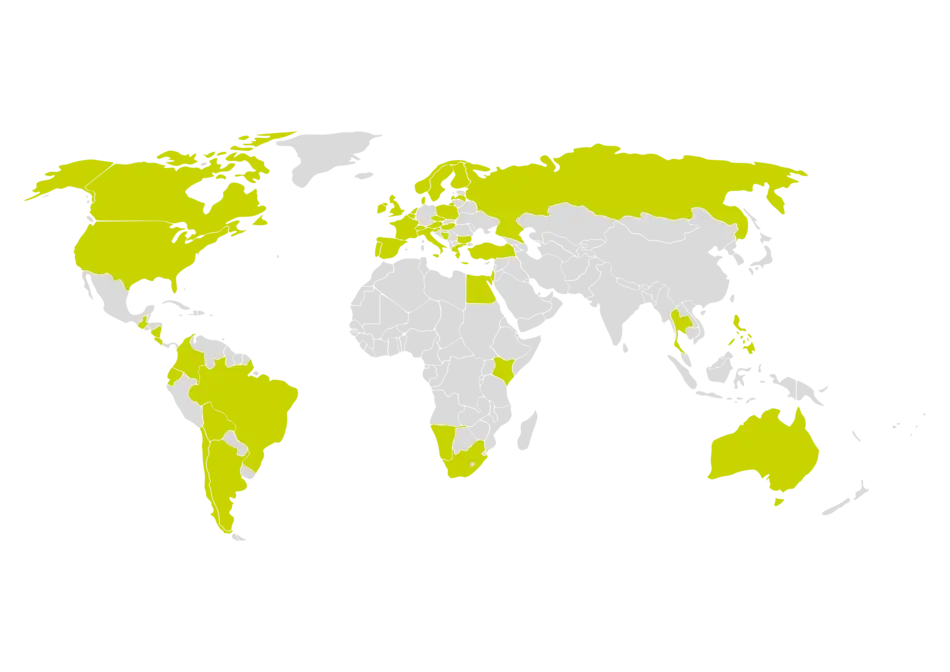 World map with internship locations