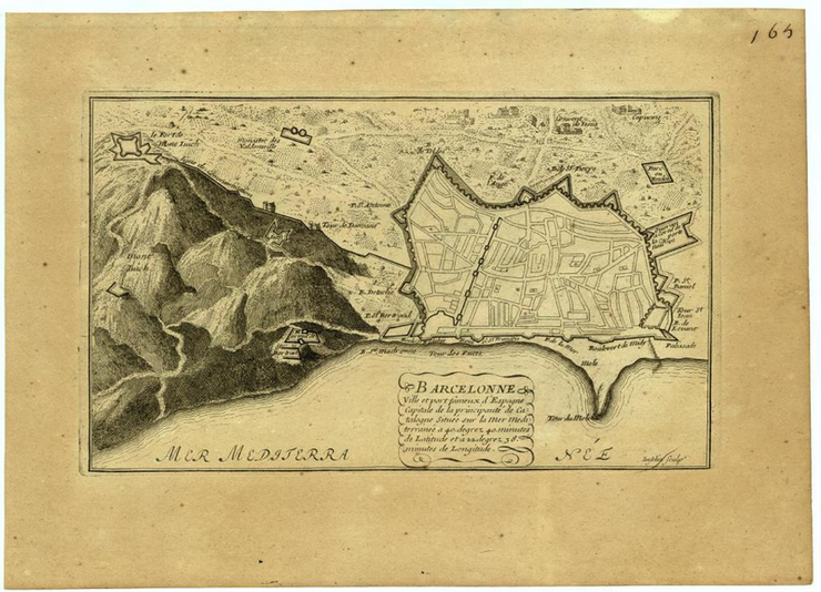 N. Fer, Barcelonne ville et port fameux d'Espagne, 1690 (© Institut Cartogràfic de Catalunya)