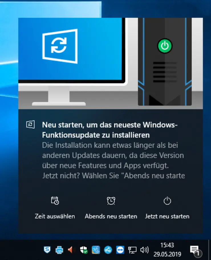 Hinweis Funktionsupdate verfügbar