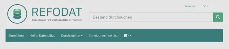 Sucheinstieg des Repositoriums REFODAT
