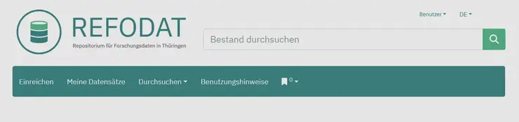 Sucheinstieg des Repositoriums REFODAT