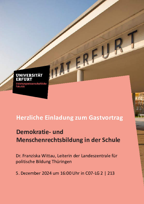 Aushang zum Gastvortrag Dr. F. Wittau